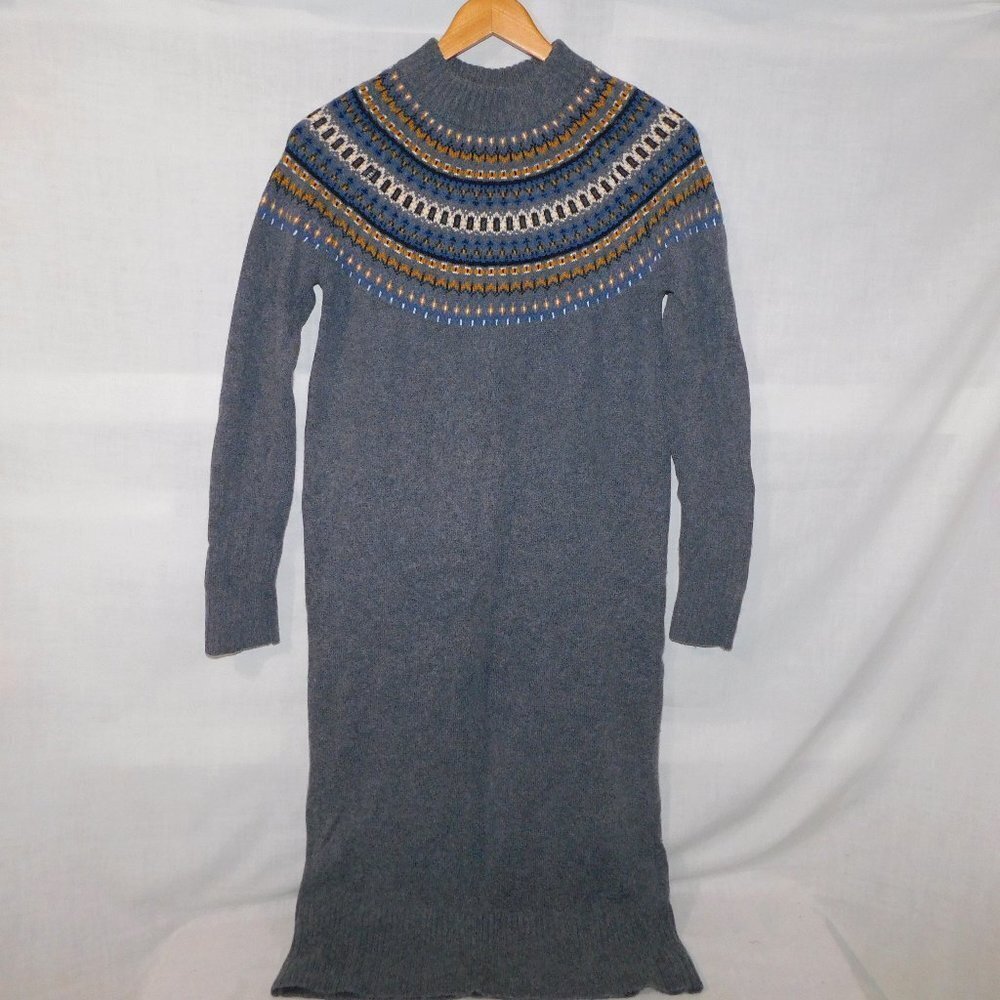Simon's Contemporaine Gray Long Mock Neck Wool Blend Sweater Dress Womens XS